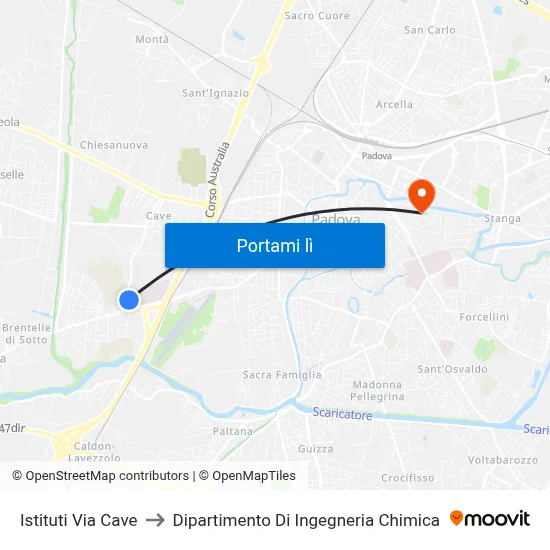 Istituti Via Cave to Dipartimento Di Ingegneria Chimica map