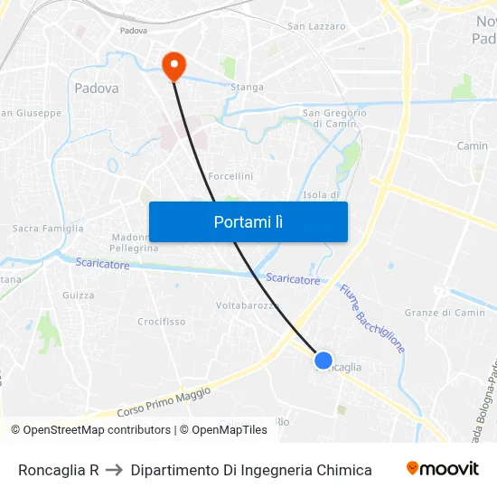 Roncaglia R to Dipartimento Di Ingegneria Chimica map