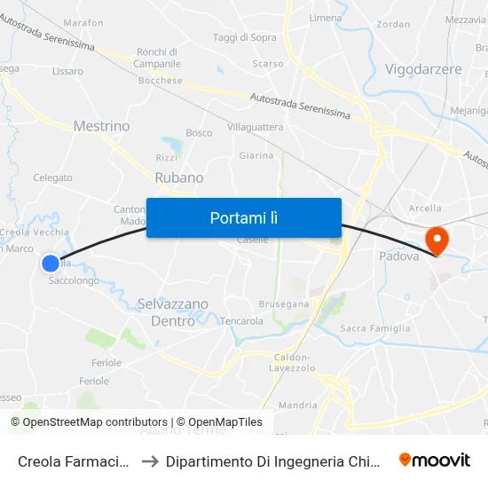 Creola Farmacia R to Dipartimento Di Ingegneria Chimica map