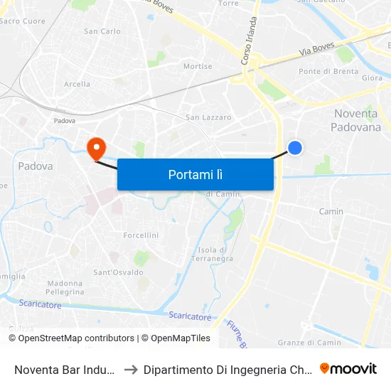 Noventa Bar Industria to Dipartimento Di Ingegneria Chimica map