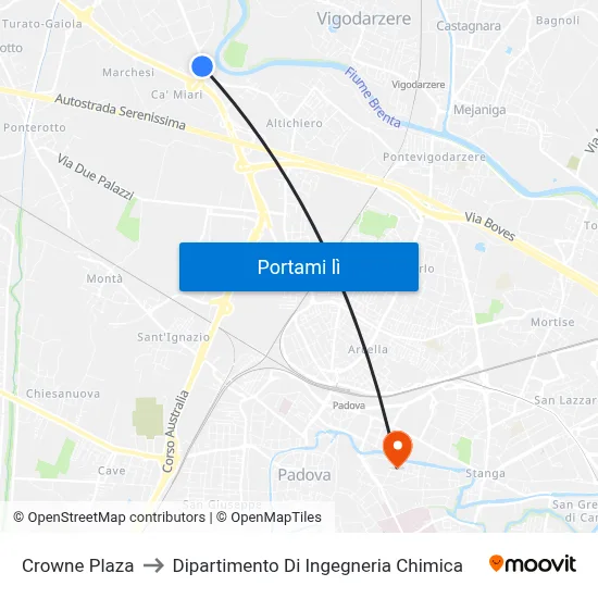 Crowne Plaza to Dipartimento Di Ingegneria Chimica map