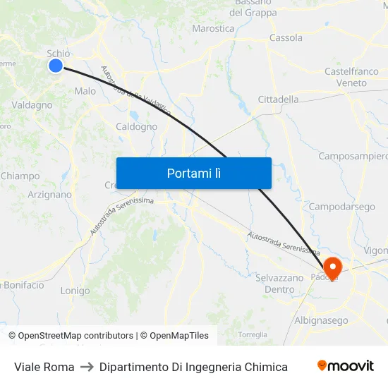 Viale Roma to Dipartimento Di Ingegneria Chimica map