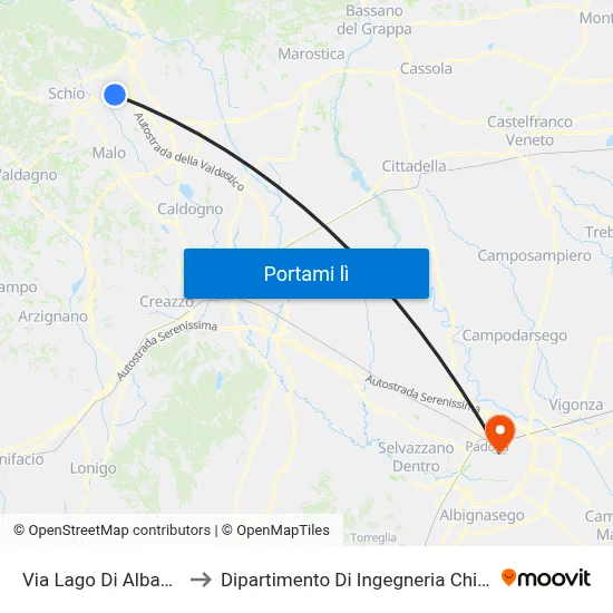 Via Lago Di Albano 2 to Dipartimento Di Ingegneria Chimica map