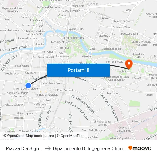 Piazza Dei Signori to Dipartimento Di Ingegneria Chimica map