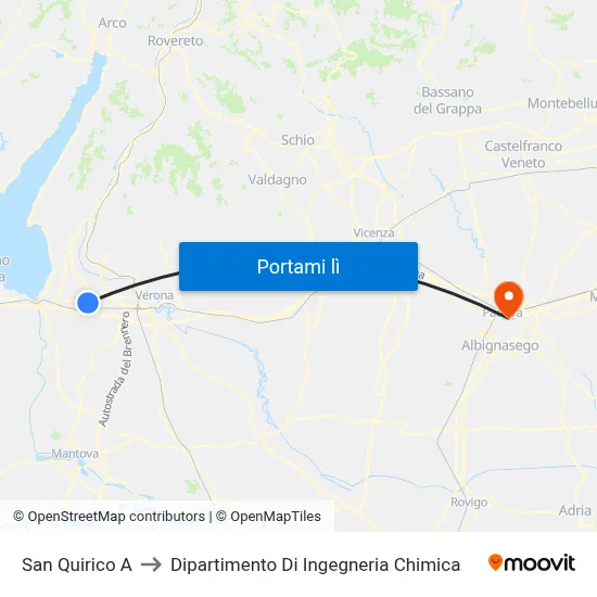 San Quirico A to Dipartimento Di Ingegneria Chimica map