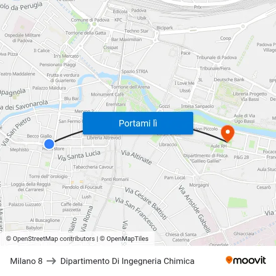 Milano 8 to Dipartimento Di Ingegneria Chimica map