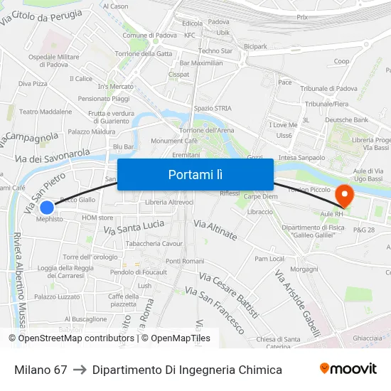 Milano 67 to Dipartimento Di Ingegneria Chimica map