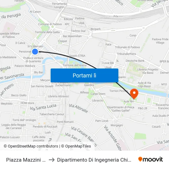 Piazza Mazzini 70 to Dipartimento Di Ingegneria Chimica map