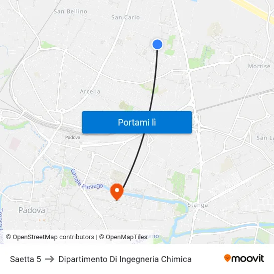Saetta 5 to Dipartimento Di Ingegneria Chimica map