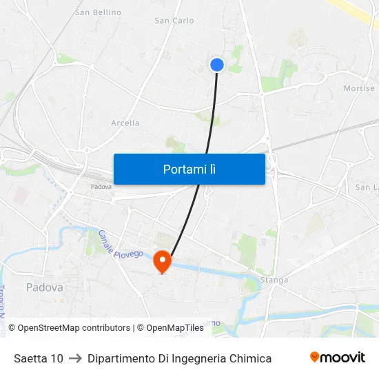 Saetta 10 to Dipartimento Di Ingegneria Chimica map