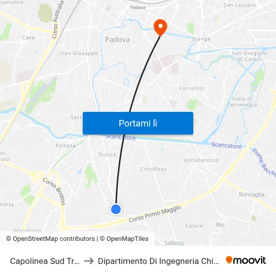 Capolinea Sud Tram to Dipartimento Di Ingegneria Chimica map