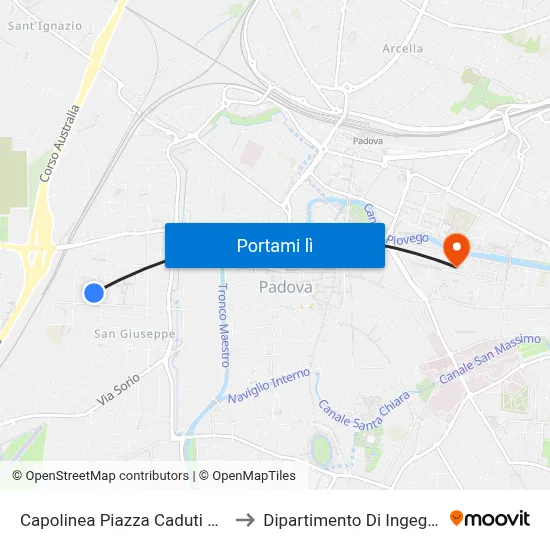 Capolinea Piazza Caduti Della Resistenza to Dipartimento Di Ingegneria Chimica map