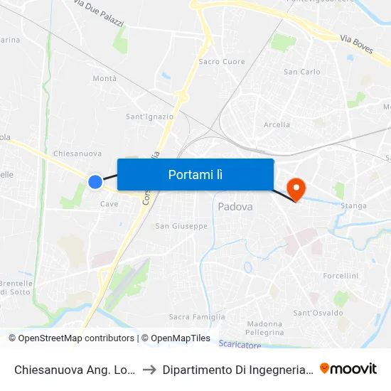 Chiesanuova Ang. Lombroso to Dipartimento Di Ingegneria Chimica map