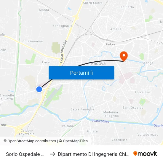 Sorio Ospedale Colli to Dipartimento Di Ingegneria Chimica map