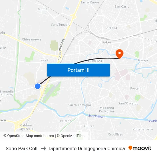 Sorio Park Colli to Dipartimento Di Ingegneria Chimica map