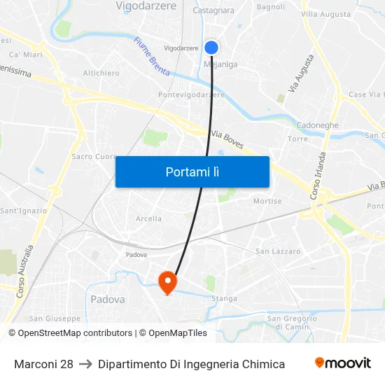 Marconi 28 to Dipartimento Di Ingegneria Chimica map