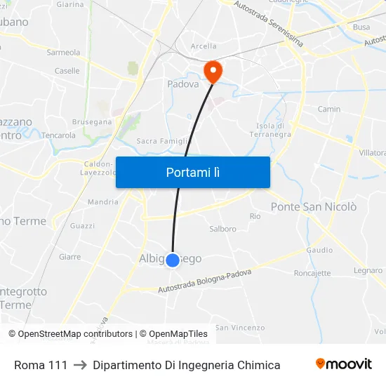 Roma 111 to Dipartimento Di Ingegneria Chimica map