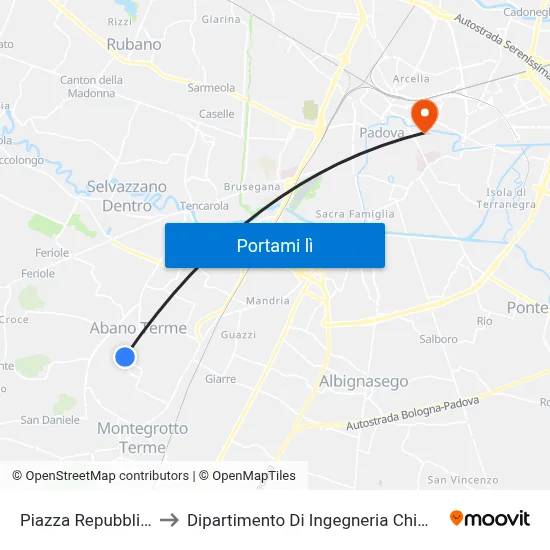 Piazza Repubblica to Dipartimento Di Ingegneria Chimica map