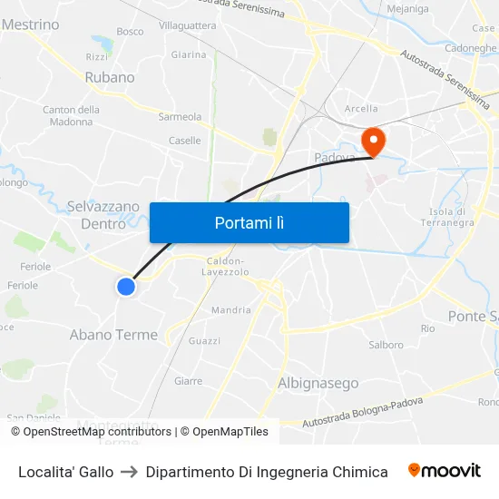Localita' Gallo to Dipartimento Di Ingegneria Chimica map