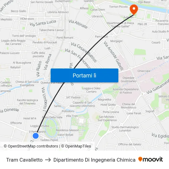 Tram Cavalletto to Dipartimento Di Ingegneria Chimica map
