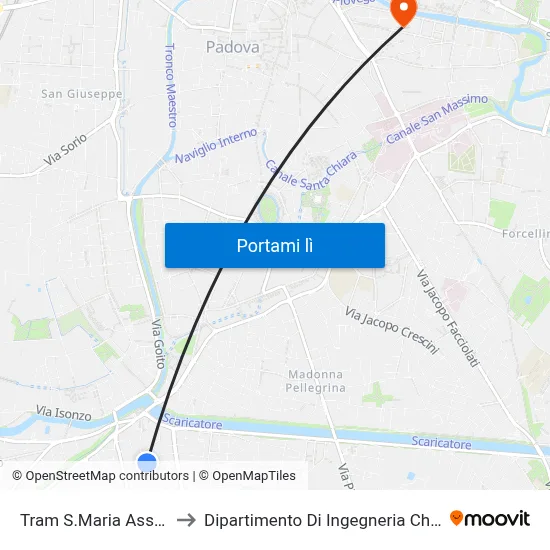 Tram S.Maria Assunta to Dipartimento Di Ingegneria Chimica map