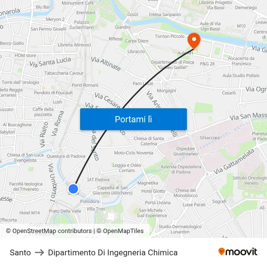 Santo to Dipartimento Di Ingegneria Chimica map
