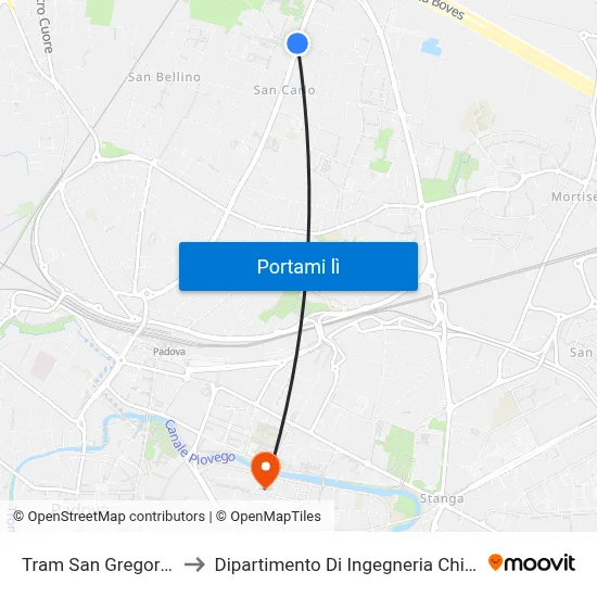 Tram San Gregorio R to Dipartimento Di Ingegneria Chimica map