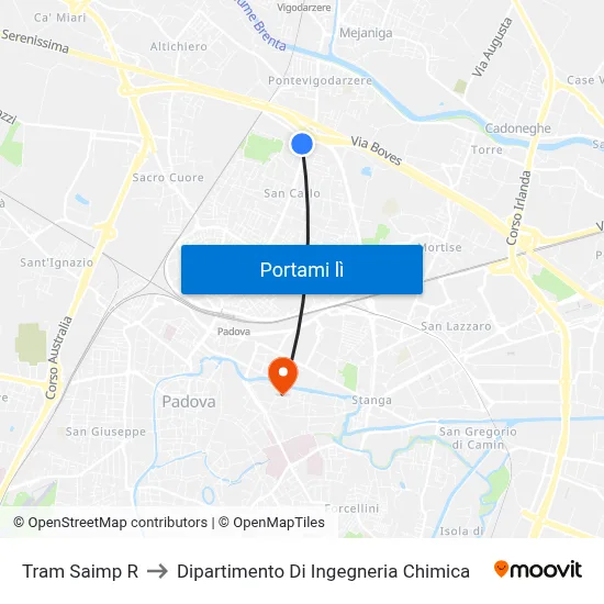 Tram Saimp R to Dipartimento Di Ingegneria Chimica map
