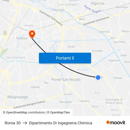 Roma 30 to Dipartimento Di Ingegneria Chimica map