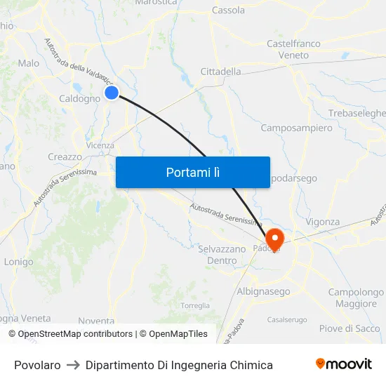 Povolaro to Dipartimento Di Ingegneria Chimica map