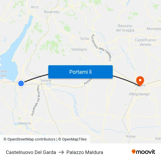 Castelnuovo Del Garda to Palazzo Maldura map