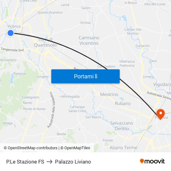 P.Le Stazione FS to Palazzo Liviano map