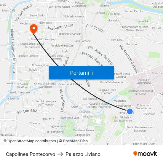 Capolinea Pontecorvo to Palazzo Liviano map