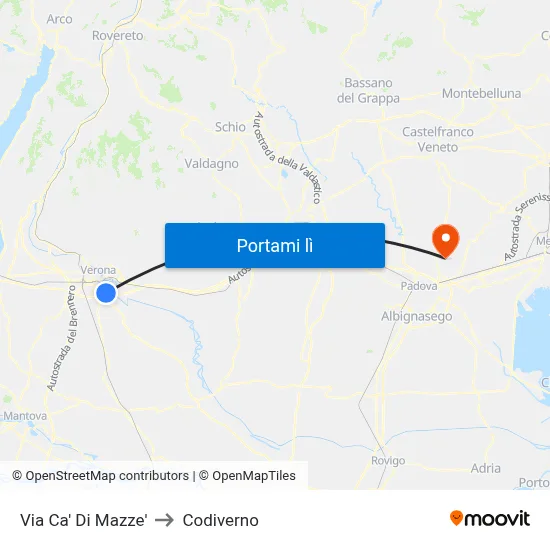 Via Ca' Di Mazze' to Codiverno map