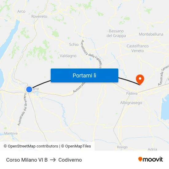 Corso Milano VI B to Codiverno map