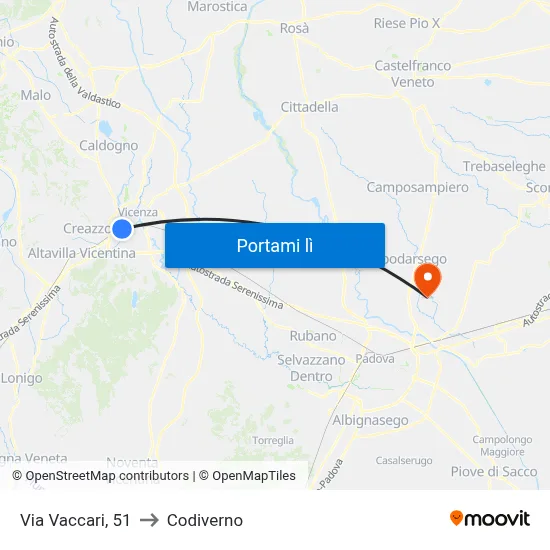 Via Vaccari, 51 to Codiverno map