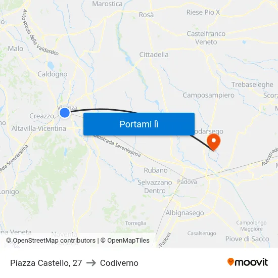 Piazza Castello, 27 to Codiverno map