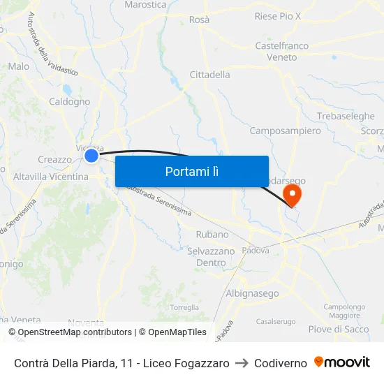 Contrà Della Piarda, 11 - Liceo Fogazzaro to Codiverno map