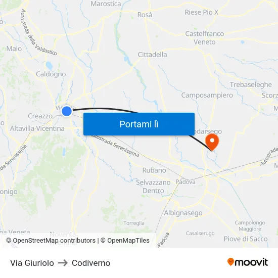 Via Giuriolo to Codiverno map