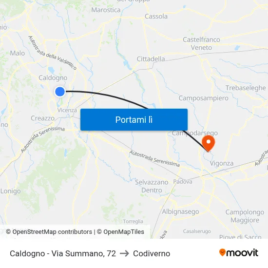 Caldogno - Via Summano, 72 to Codiverno map