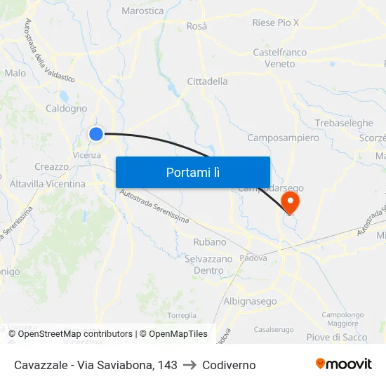 Cavazzale - Via Saviabona, 143 to Codiverno map