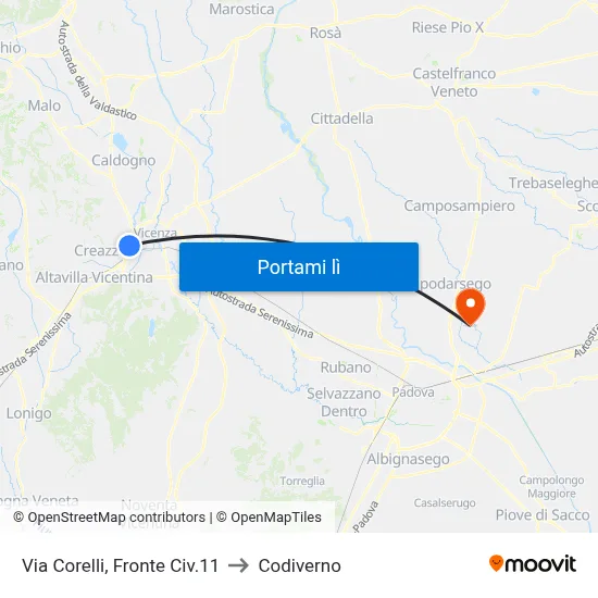 Via Corelli, Fronte Civ.11 to Codiverno map