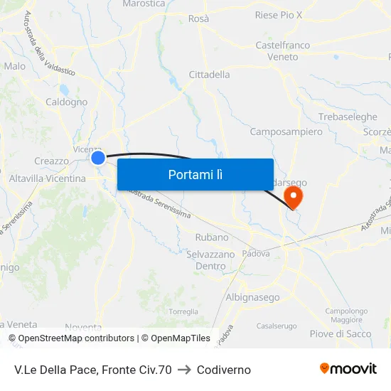 V.Le Della Pace, Fronte Civ.70 to Codiverno map