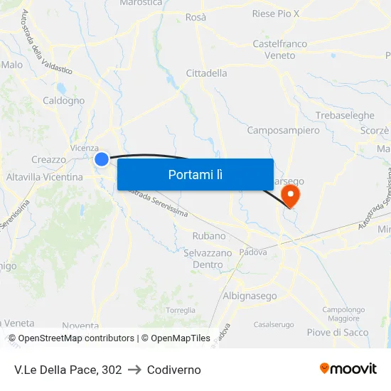 V.Le Della Pace, 302 to Codiverno map