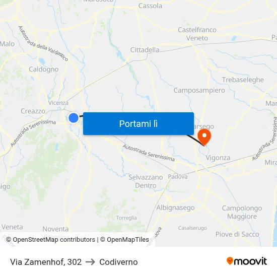 Via Zamenhof, 302 to Codiverno map