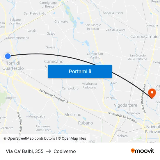 Via Ca' Balbi, 355 to Codiverno map