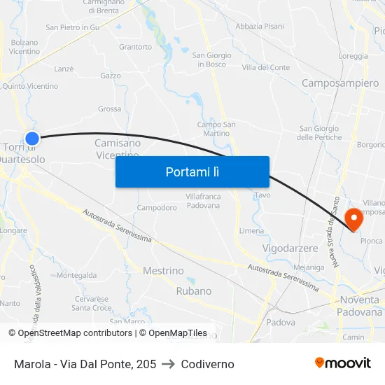 Marola - Via Dal Ponte, 205 to Codiverno map