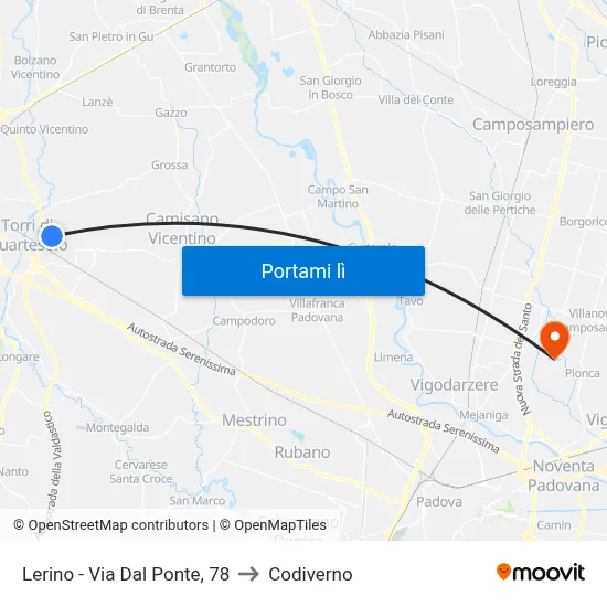 Lerino - Via Dal Ponte, 78 to Codiverno map