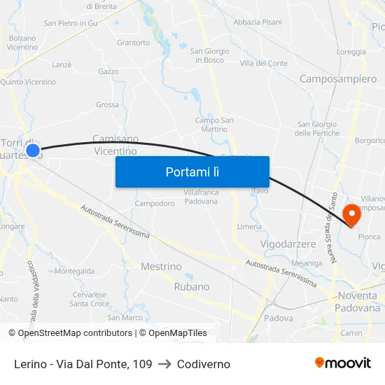 Lerino - Via Dal Ponte, 109 to Codiverno map