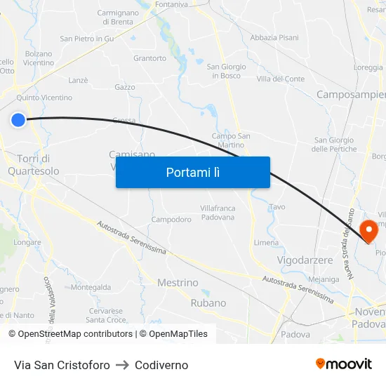 Via San Cristoforo to Codiverno map